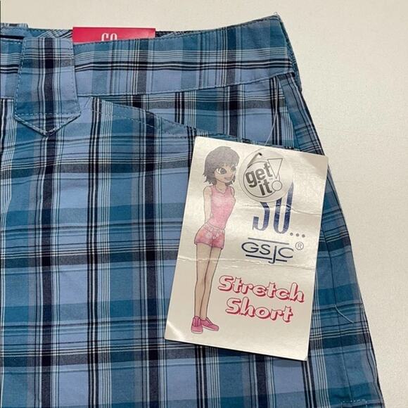 SO - Youth Girls Size 5 Blue Plaid Stretch Shorts - Picture 2 of 3